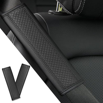2PCS Car Seat Belt Cover, Soft Shoulder Strap Covers Harness Pads, Safety Leather Seatbelt Comfort Driving Cushion Protect Your Shoulder and Neck Universal for Car, SUV,Truck (Black) - color: Black