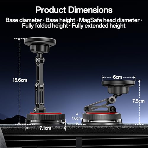 SYNCWIRE for MagSafe Car Mount [3-Axis] Nano Adhesive Gel + Strong Suction Cup Magnetic Phone Holder for Dashboard & Windshield, 360° Adjustable for iPhone 17 16 15 14 13 12, Samsung, Carbon Fiber - style: 3-Axis | Carbon Fiber