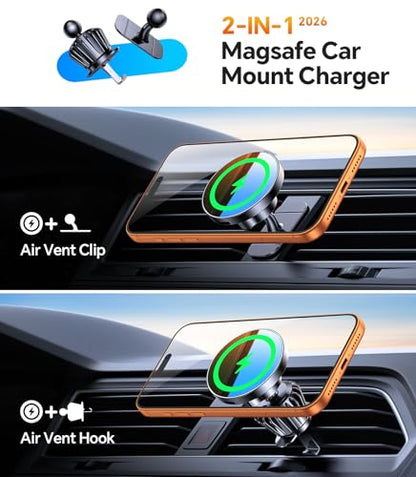 Kaistyle for MagSafe Car Mount Charger【Stronger Magnets】Magnetic Wireless Car Charger with Dashboard Pad Mounting Phone Holders for Your Car Accessories for Women Men Car Mount for iPhone 17 16 15 14