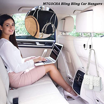 Car Headrest Hooks Car Purse Hook(2 Pack),Bling Car Bag Hooks, Car Hook for Purses and Bags Cute Metal Car Purse Holder Hook, Bling Car Accessories for Women, Black - color: Black