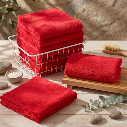 Tallew 15 Pcs Car Microfiber Towels Buffing Drying Wash Cleaning Cloths Plush Large Towels Thick Care Polishing Detailing Waxing Scratch Proof Towel, 15.75 x 15.75 Inch (Red) - color: Red