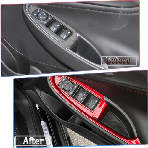 MUXEE Window Switch Panel Cover Trim for Chevrolet Malibu 2016-2024 Wine Red Window Control Button Trim Sport Interior Trim Full Set - color: Wine Red