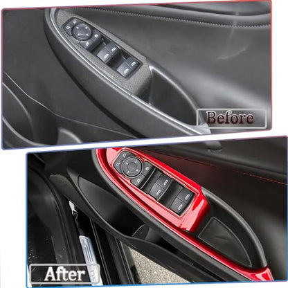 MUXEE Window Switch Panel Cover Trim for Chevrolet Malibu 2016-2024 Wine Red Window Control Button Trim Sport Interior Trim Full Set - color: Wine Red
