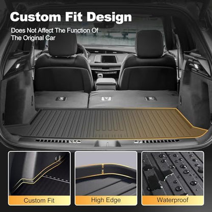 2025 XT4 Cargo Liner | Custom Fit Trunk Mat for 2019-2025 Cadillac XT4, All Weather Rear Cargo Mat 3D Waterproof Durable Odorless Trunk Liners for 2025 XT4 Cargo mat, Black - style: 1) for Cadillac XT4 Cargo Liner
