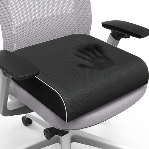 SweetSlubr Seat Cushion for Tailbone Pain Relief, Office Chair Cushion, Memory Foam Large Chair Cushion with Non-Slip Cover for Soft Support at Office Chair, Car Seat, Airplane Black/2X-Large - color: Black, size: 2X-Large