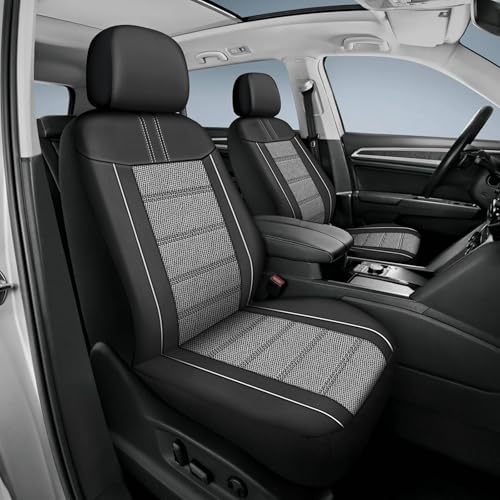 AUTOYOUTH Leather Car Seat Covers, Air Cool Mesh Design, Airbag Compatible Car Seat Covers Front Seats, Enhanced Comfort for Most Cars, SUVs, Vans - Grey - color: Grey