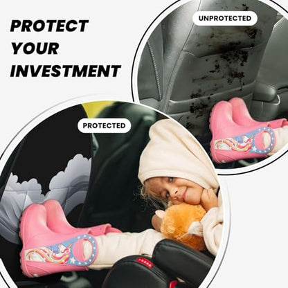 Ink waves Prints 2-Pack Car Backseat Organizer Universal Fit Kick Mats Protector - Heavy Duty Waterproof & Stain Resistant Storage Accessories