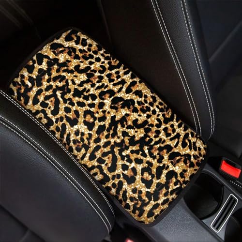 Dreaweet Cheetah Print Car Accessories Car Center Console Cover Universal Car Armrest Cover Pad Soft Comfortable Center Console Cover Replacement - color: Cheetah Print