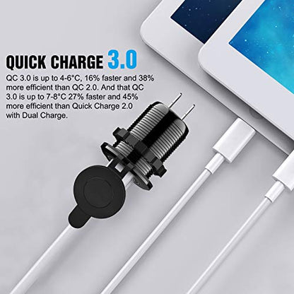 Nilight - 90103A Dual USB Port QC 3.0 Fast Charging Hubs USB Charger Socket Power Outlet 2.1A & 2.1A x2 for Car Boat Marine RV Mobile with Wire Fuse DIY Kit with Lightly Blue LED, 2 years Warranty - size: Dual USB