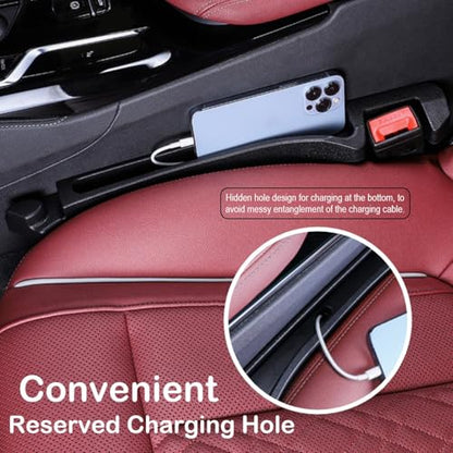Car Seat Gap Filler 2 Pack, Auto Seat Side Gap Filler Organizer with Storage Slot & Hook, 3 in 1 Carseat Gap Spacer Plug Strip Universal Fit Car SUV Truck Fill The Gap Between Seats & Console, Black - color: Black, Hook