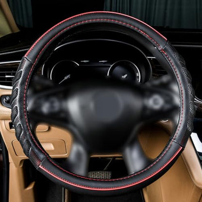 Flying Banner car Steering Wheel Cover Faux Leather Massage Universal fit 3D Honeycomb Hole Anti-Slip Sporty 15 Inches (Red Black) - color: Red black