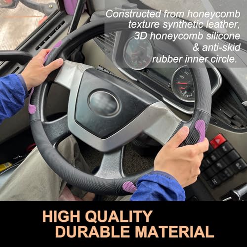 PINCTROT XL Size 17.5-18 Inch Comfy Grip Steering Wheel Cover for Semi Truck, Fits RV, Big Rig Trucker, 18 Wheeler and Classic Cars, Anti-Slip Design 17.5-18 Inch(Silicone Purple) - color: 6.Purple, size: Extra Large Size[17 1/2''-18'']