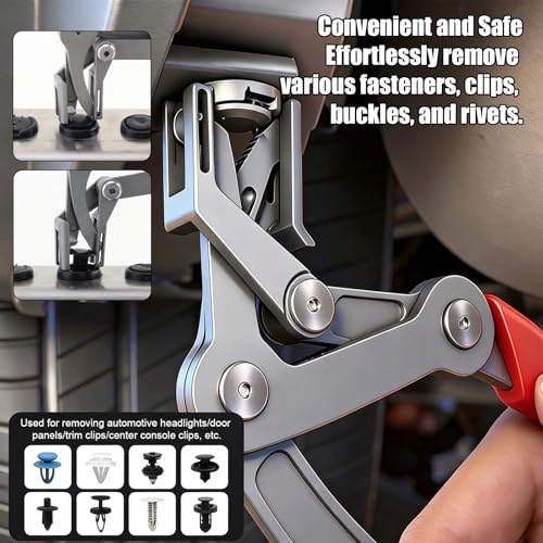 Car Clip Pliers & Trim Removal Tool,Spring-Loaded Fastener Remover Tool with Non-Slip Grip,Professional Multi-Functional Panel Removal Pliers for Car Interior, Door Panel Disassembly Without Damage