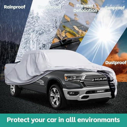 GUNHYI Pickup Truck Cover Waterproof All Weather, 6 Layer Full Size Cover Universal Fit Chevy S10/C10, Ford F100, RAM 1500, Silverado 1500, Tacoma Regular Cab Single Cab (Truck, up to 210 inch) - color: Silver, size: Truck M-length Up to 210 Inch