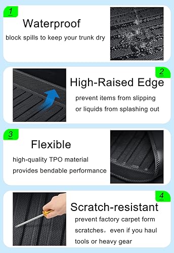Cargo Liners with Backrest Mats Compatible with 2025 2026 New Model Y Juniper， 3D All Weather Tech Waterproof Rear Cargo Trunk Tray Floor Mat ＆ Second Row Seat Back Cover Accessories - size: New Model Y Juniper cargo mat with backrest mat