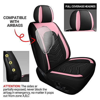 AOOG Leather Car Seat Covers Universal fit Most Sedans SUV Trucks (Front seat, Pink) - color: PINK&BLACK, size: FRONT PAIR