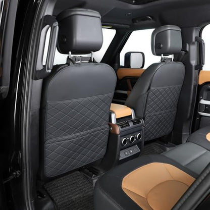 TAIKOO Seat Back Protector + Large Capacity Pocket Storage Organizer,Preventing the Impact of Children Stepping on the Seat Backrest (Black) - color: Black