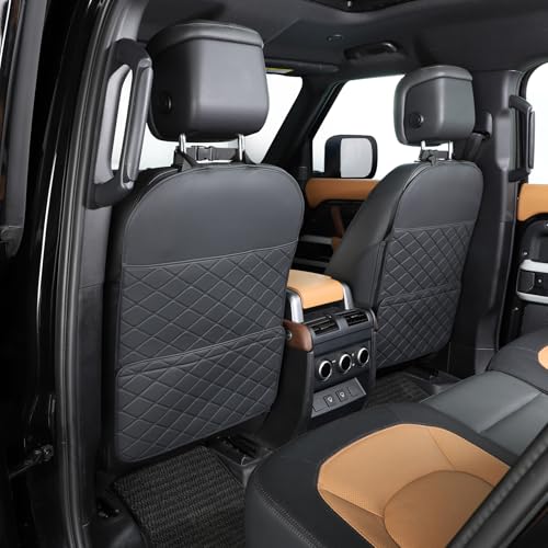 TAIKOO Seat Back Protector + Large Capacity Pocket Storage Organizer,Preventing the Impact of Children Stepping on the Seat Backrest (Black) - color: Black