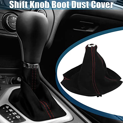 Car Shift Boot Cover Universal Gear Shift Knob Boot Dust Cover Suede Black with Red Line - color: Red