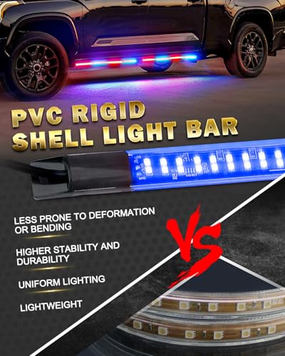 LUMENIX 70 Inch Emergency Running Board Rigid Strobe Lights Strip Bar 864 LED Flashing Warning Police Light with Controller for Cop Vehicles Trucks Pickups Cars - Red and Blue - color: Red and Blue