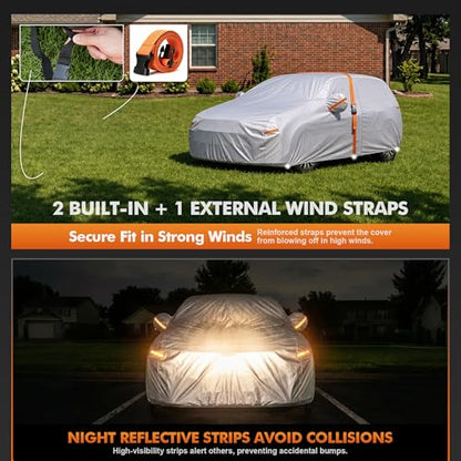 Car Cover Waterproof All-Weather,Heavy-Duty Outdoor Full Exterior Automobiles Hatchback(Length 164-178 inch) with Windshield Sun Shade Universal Fit VW Golf,Honda Fit,Ford Focus etc - size: Fit Hatchback Length 164-178 Inch(2l+)