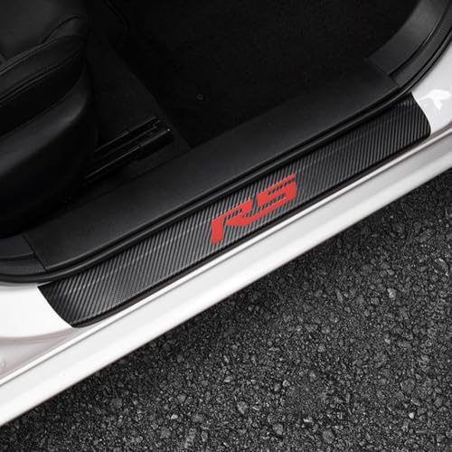 LEXLEY For 2015-2026 Trax 2016-2025 Malibu Carbon Fiber Style Leather Door Sill Protector Anti-Dirty Scuff Plate Cover Guard Sills Protector Trim,Welcome Pedal Protect 4PCS -RED - color: RED