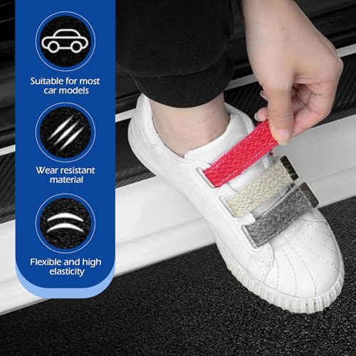 4 PCS Car Door Edge Guards Door Sill Protector, Anti-slip Texture Anti Stretch High Resilience Rubber Front Rear Side Door Step Protection Strips, Aids in Safe Travel Accessories (Black)