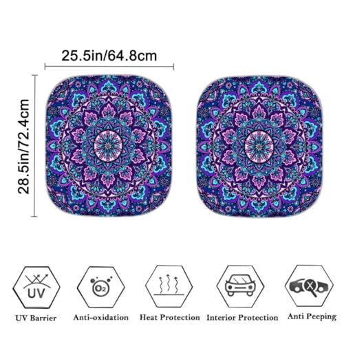 Universal 2 Pack Car Front Windshield Sun Shade Mandala Lotus Design Decoratives Sun Shield Blocks UV Rays Keep Your Vehicle Cool Blue - color: Blue Mandala Lotus