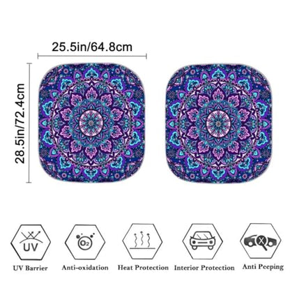 Universal 2 Pack Car Front Windshield Sun Shade Mandala Lotus Design Decoratives Sun Shield Blocks UV Rays Keep Your Vehicle Cool Blue - color: Blue Mandala Lotus