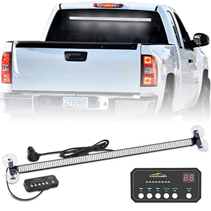 XRIDONSEN 35 inch Traffic Advisor Light Bar 144 LED White strobe lights Emergency Warning Flashing Safety Front/Rear Windshield w/Directional Arrow for Construction Vehicles Snow plow Trucks - color: White
