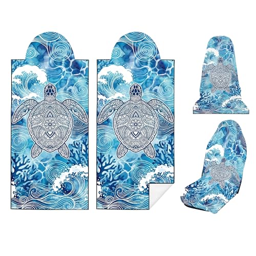 2 Pack Car Seat Towel Covers, Sweat-Proof Microfiber Seat Protectors for Gym, Running, Beach & Workout, Breathable Quick-Dry, Machine Washable, Ink-Colored Sea Turtle Print, Universal Fit - color: Ink-Colored Sea