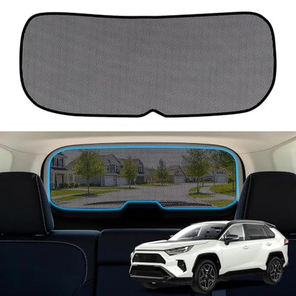 Rear Window Sun Shade for 2019-2024 RAV4, Custom Fit Back Windshield Shade, Breathable Mesh UV Protection Heat Reduction for Baby & Passengers, Clear Rear View, Easy Clip-On Install - size: RAV4(2019-2024)-Rear Windshield