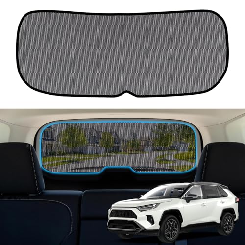 Rear Window Sun Shade for 2019-2024 RAV4, Custom Fit Back Windshield Shade, Breathable Mesh UV Protection Heat Reduction for Baby & Passengers, Clear Rear View, Easy Clip-On Install - size: RAV4(2019-2024)-Rear Windshield