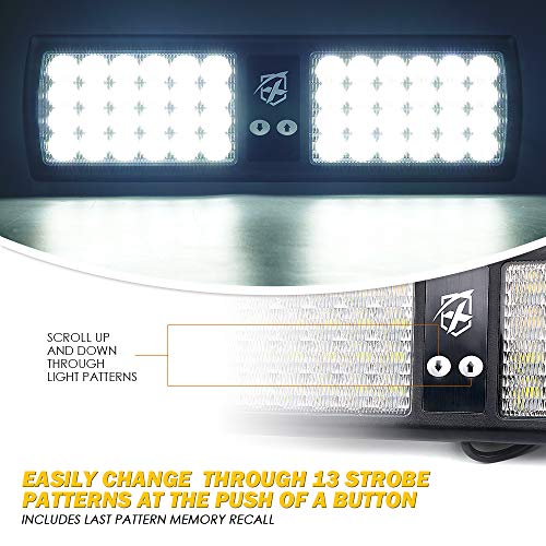 Xprite White 48LED Visor Strobe Flashing Lights Sunshield Hazard Warning Light for Law Enforcement Emergency Vehicles Trucks - color: White