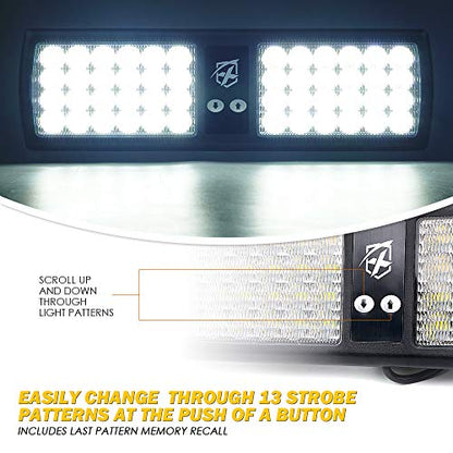 Xprite White 48LED Visor Strobe Flashing Lights Sunshield Hazard Warning Light for Law Enforcement Emergency Vehicles Trucks - color: White