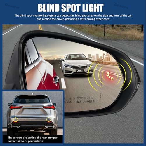 Passenger Side Mirror Assembly Compatible with Lexus RX 350 350L 450h 450hL 2016-2022 Anti-Glare with Heated, Blind Spot Monitor, Turn Signal, Power Folding Adjust Memory Black (15 Pin Right) - size: 15Pin Right