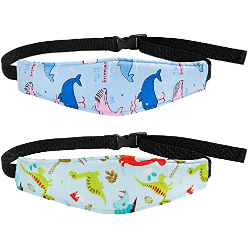 HESTYA 2 Pcs Carseat Head Support Toddler, Stroller Seat Headrest for Sleeping Traveling, Neck Relief Headband Strap for Kids Children Toddler Infant(Dinosaur and Dolphin) - color: Dinosaur and Dolphin