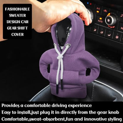 vvag Gear Shift Hoodie, Hoodie Car Gear Shift Cover, Car Shift Knob Hoodie, Automotive Interior Accessories, Universal Fit Knob Cover Gift (Purple) - color: Purple