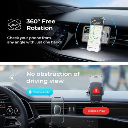 LISEN Magnetic Phone Holder for Car, Car Phone Holder Magnetic with Upgraded Clip & Ultra 6 Strong Magnets, Magnetic Car Phone Mount Magnet for Car Automobile Cradles, Soporte de Telefono para carro - color: Black