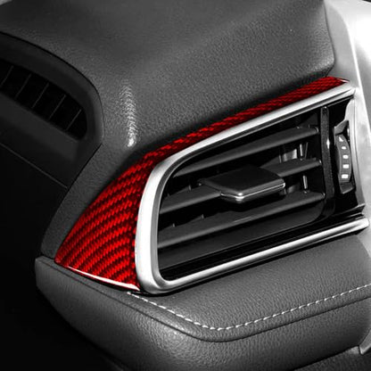 Durable Carbon Fiber Car Driver Side A/C Vents Trim Compatible with Toyota Camry 2018-2024 2019 2020 2021 2022 2023 Accessories Cover Interior Sticker Red - color: Main Driver's Air Vent
