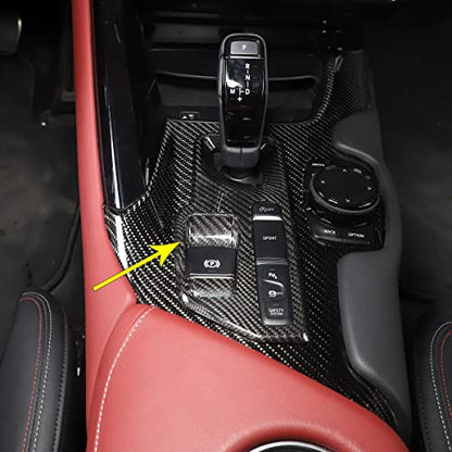 Fit for Toyota GR Supra A90 2019-2022 Real Carbon Fiber Trim Center Control Gear Shift Button Panel Cover Car Interior Accessories (Carbon Fiber Black) - color: Carbon Fiber Black