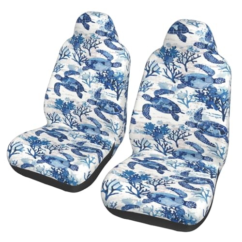Blue Sea Turtle Car Seat Cover for Cars Truck SUV Bucket Seat Protector Car Front Seat Cushion Elastic Breathable Seats Cushion Pad for Women Lady Men Automotive Seats Covers Accessory - color: Blue Sea Turtle