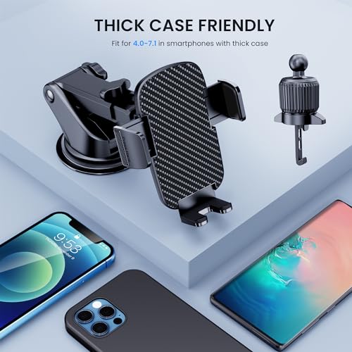 TICILFO Car Phone Holder [Military-Grade Suction] Phone Stand for Car [Super Stable] Automobile Car Mount for iPhone Universal Accessories Air Vent Dashboard Windshield Mount Fit Vehicle Accessories - style: Modle-A