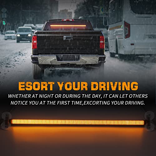 XRIDONSEN 35 inch Traffic Advisor Amber Light Bar 144 LED Rear Window Strobe Lights Emergency Warning Flashing Safety Interior Windshield Lights w/Directional for Plow Trucks Construction Vehicles - color: Amber