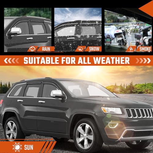 Rain Guards Fit for Jeep Grand Cherokee 2011 2012 2013 2014 2015 2016 2017 2018 2019 2020 2021, Tape-On Side Window Deflector Durable 2011-2021 Grand Cherokee Rain Guard Black 4 PCS - size: Fit for Jeep Grand Cherokee 2011-2021