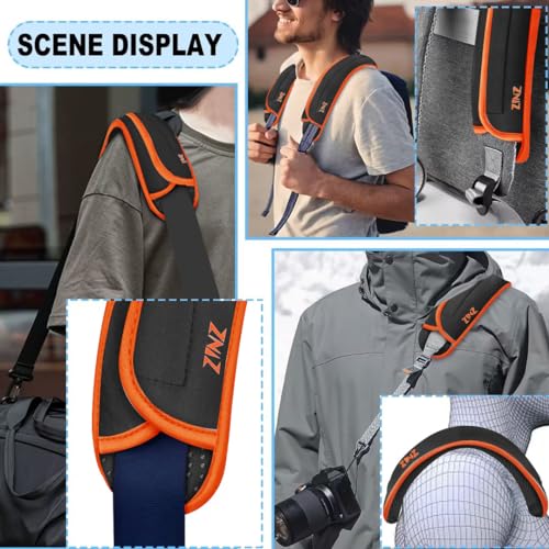 ZINZ 2-Pack Universal Shoulder Pad with Ultra Thick Cushion for Bag Luggage Bag Crossbody, Plus Long & Anti-Slip & Breathable,Grey-Orange Edge - color: Grey-Orange edge