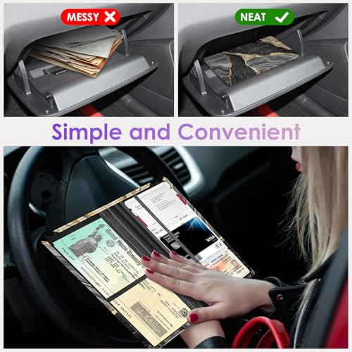 Car Registration and Insurance Holder，Colour Patterns Men Women Car License Document Registration and Insurance Card Holder - color: Black Marble
