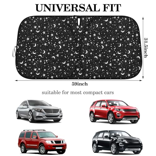 Woanger Windshield Sun Shade Foldable Car Front Window Covers for Car Accessories Sun Heat UV Rays Visor Protector Protection for Universal Cars SUV Truck (Starry Night) - style: Starry Night