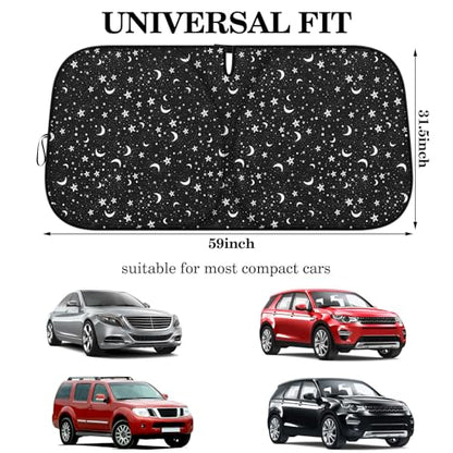 Woanger Windshield Sun Shade Foldable Car Front Window Covers for Car Accessories Sun Heat UV Rays Visor Protector Protection for Universal Cars SUV Truck (Starry Night) - style: Starry Night