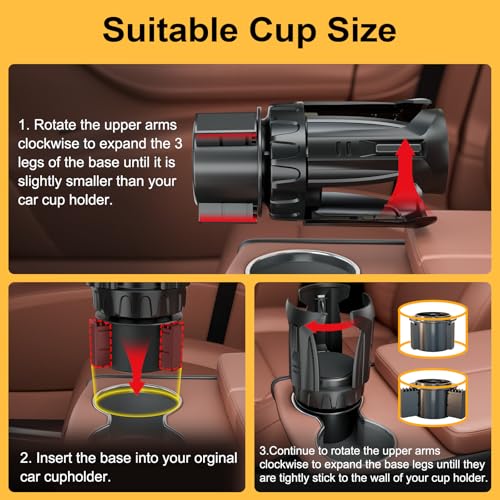 Cup Holder Expander, Automatic Car Cup Holder Expander Holds Large Water Bottles, for Yeti, Stanley, Owala Travel Tumbler & Mugs, Adjustable Arms & Extendable Base Insert Accessories (CH03T, 2PACK) - size: 2PACK